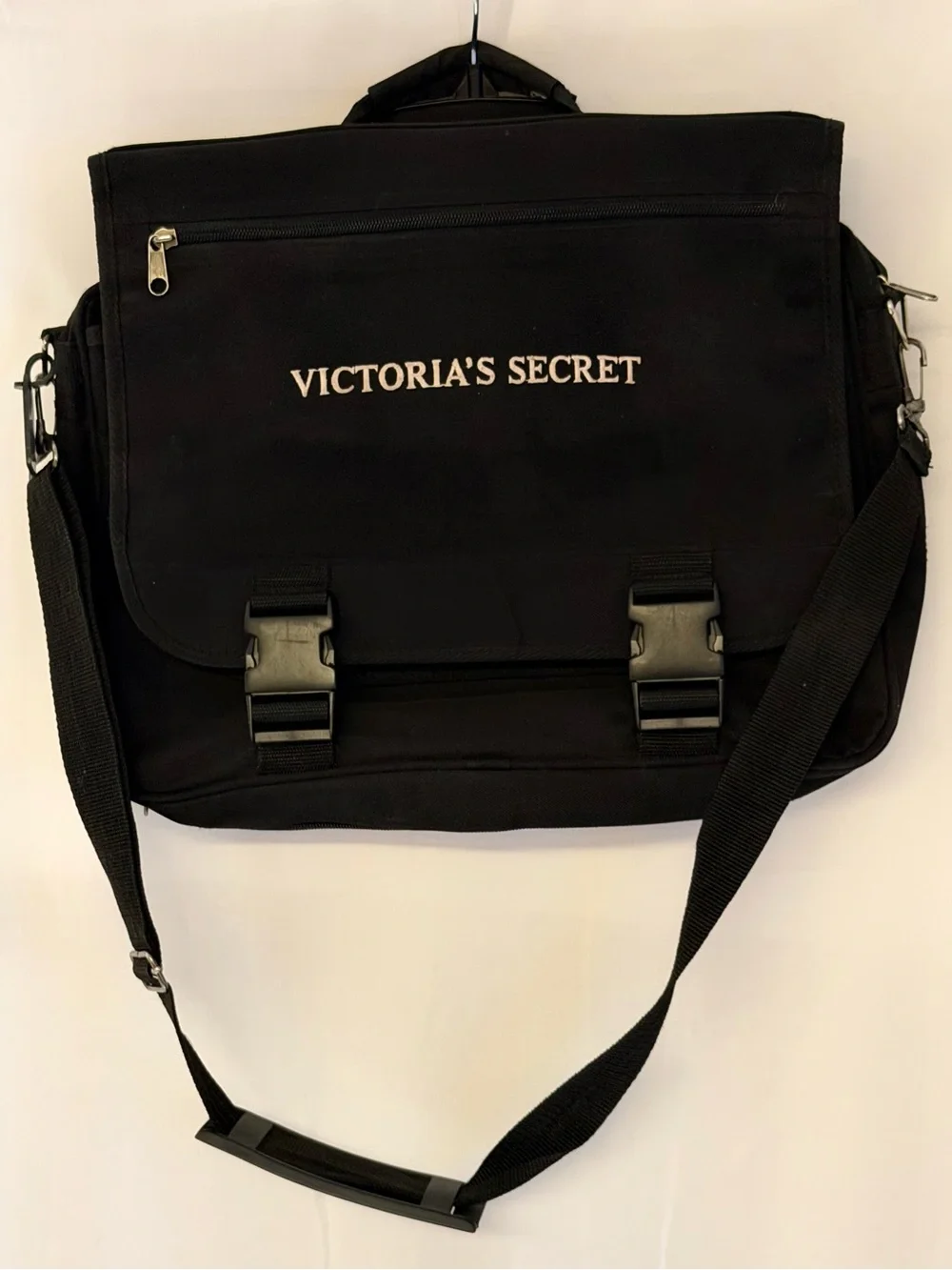 Victoria's Secret Black Laptop Messenger Bag with Front Buckles